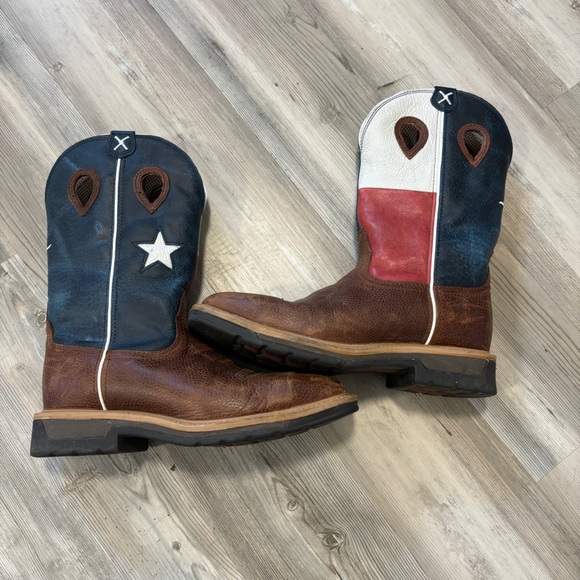 Twisted X Western Work Steel Toe Work Boots Brown & Texas Flag Size 10D - Picture 1 of 8